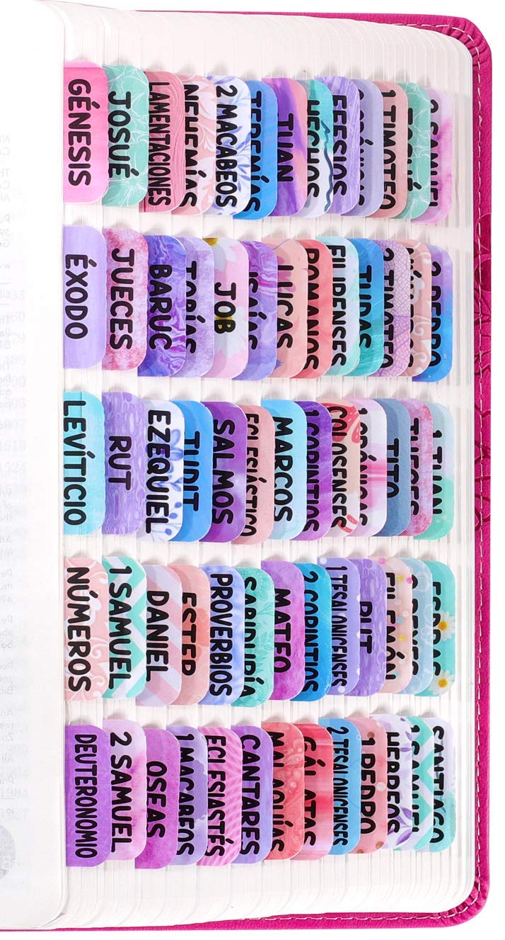 BRYTEFY Spanish Bible Tabs for Women - Laminated Purple Catholic Spanish Bible Indexing Tabs for Old and New Testament, Large Print, Easy to Read, 90 tabs in Total (73 Bible tabs + 17 Blank tabs) - Image 1